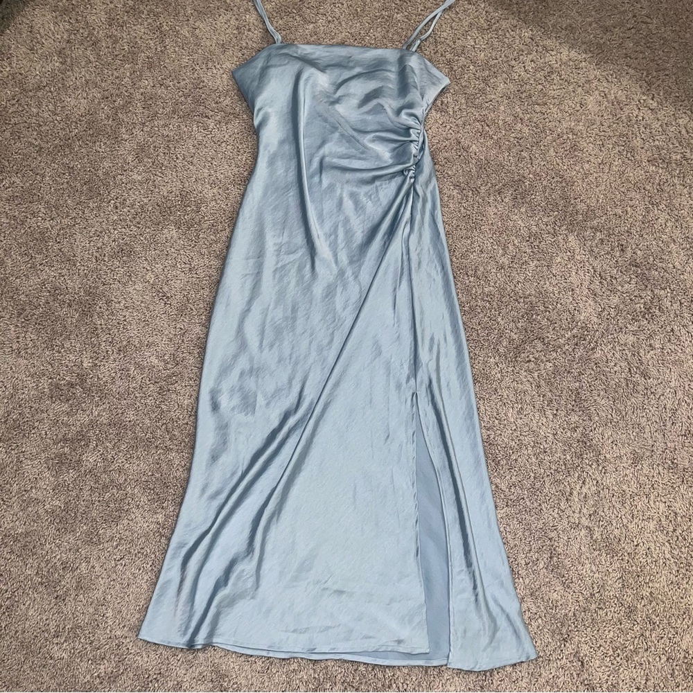 Elegant Blue Satin Dress